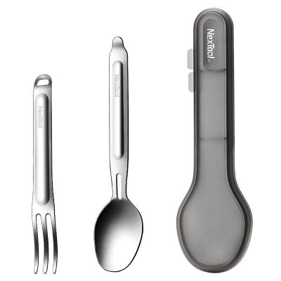 Titanium travel cutlery essentials - spoon + fork - NexTool NE20133