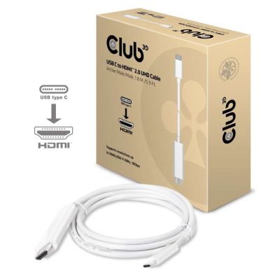 2. CLUB3D USB C to HDMI™ 2.0 UHD Cable Active 1.8 M./5.9 Ft.