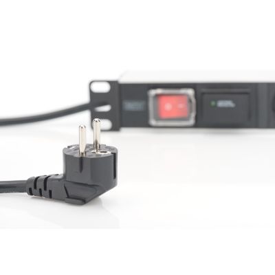 3. Digitus PDU 19" Rackmount Power Strip, 7x Schuko sockets, 2.0m, 1x Unischuko plug, 16A, on/off, surge protection, aluminum profile