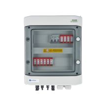 DCAC hermetic IP65 EMITER connection box with Dehn 1000V DC surge arrester type 2, 2 x PV string, 2 x MPPT // Dehn AC limiter type 2, 10A 3-Ph