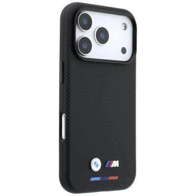 4. BMW M Quadrille Kevlar Tricolor & Metal Logo MagSafe Case for iPhone 17 Pro Max / 18 Pro Max - Black