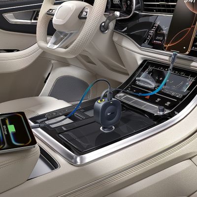 5. Baseus PrimeTrip VR2 30W Car Charger with Retractable USB-C Cable - Black