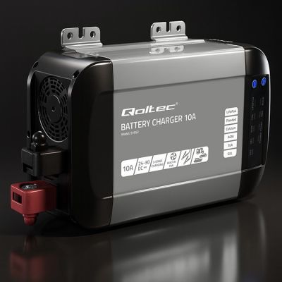 4. Qoltec Intelligent Monolith Charger for LiFePO4 AGM GEL SLA Batteries | 10A | 24V
