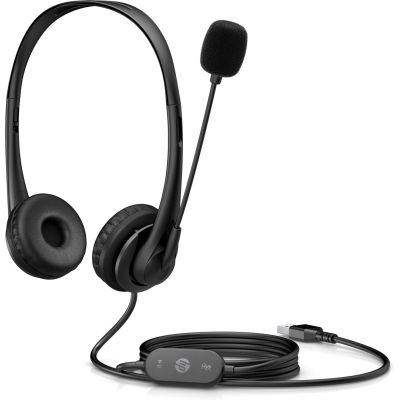 3. HP Stereo USB Headset G2 Wired Headphones with Microphone Black 428H5AA