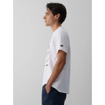 4. Men's regular printed T-shirt 4F 4FRAW26TTSHM4470-10S