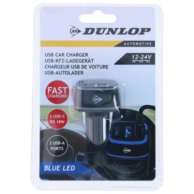 8. DUNLOP MULTI CAR CHARGER 2x USB A + USB C