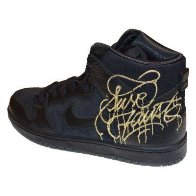 4. Nike SB Dunk High FAUST Men's Sports Shoes Black Gold - DH7755-001
