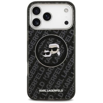 3. Karl Lagerfeld IML Glitter Karl&Choupette Heads Logo MagSafe Case for iPhone 17 Pro Max - Black