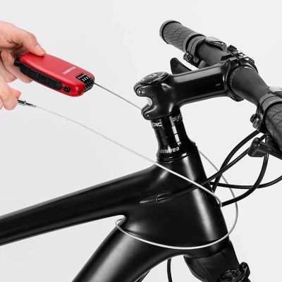 15. Rockbros 32420981001 bicycle lock with retractable cable - red