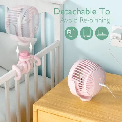 5. Momcozy Portable Stroller Fan, Pink