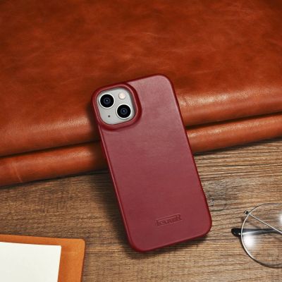 25. iCarer CE Oil Wax Premium Leather Folio Case iPhone 14 Plus Magnetic Flip Leather Folio Case MagSafe Red (AKI14220707-RD)