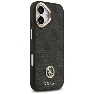 4. Guess 4G Strass Logo & Big Strap Metal Buttons MagSafe Case for iPhone 17 - Black