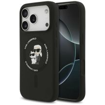 Karl Lagerfeld Silicone Karl&Choupette Ring MagSafe Case for iPhone 18 Pro Max / iPhone 17 Pro Max - Black