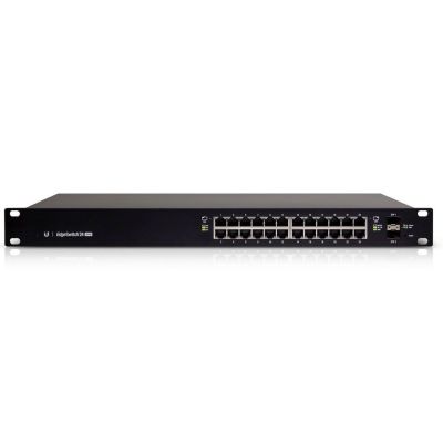 Ubiquiti ES-24-250W Managed Network Switch L2/L3 Gigabit Ethernet (10/100/1000) PoE Support 1U Black