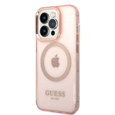 2. Guess GUHMP14LHTCMP iPhone 14 Pro 6.1" pink/pink hard case Gold Outline Translucent MagSafe