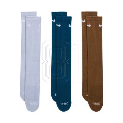 Nike Everyday Plus Cushioned Socks 3 Pairs Purple, Blue, Brown SX6888 970