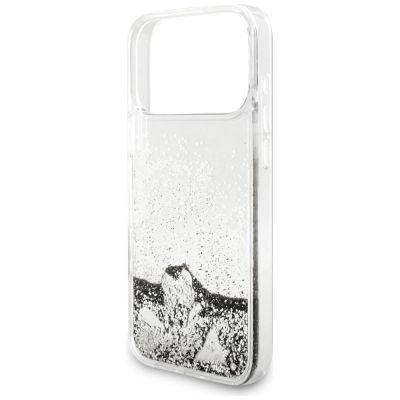 6. Guess Liq case. Glitter Charms for iPhone 17 Pro Max - silver