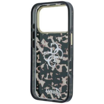 7. Guess IML 4G Script Metal Case for iPhone 17 Pro Max / 18 Pro Max - Black and Brown