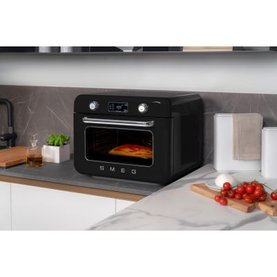 Smeg COF01BLEU Small Black Steam Oven Buttons, Rotary