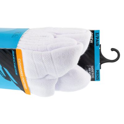 3. Skechers 3pk Mens PF PBall Crew Socks S01373HP-WBK White 41-46