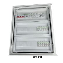 DCAC hermetic IP66 EMITER connection box with DC surge arrester Noark 1000V type 1+2, 5 x PV string, 5 x MPPT // AC limiter Noark type 1+2, 100A 3-F, FR 100A, phase signal + socket