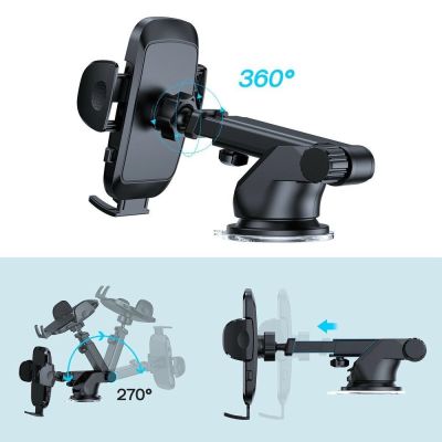 5. Joyroom car phone holder with telescopic extendable arm for dashboard and windshield black (JR-ZS259)