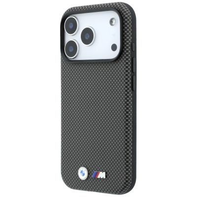 2. BMW M Quadrille Kevlar Metal Logo MagSafe Case for iPhone 17 Pro Max / 18 Pro Max - Gray