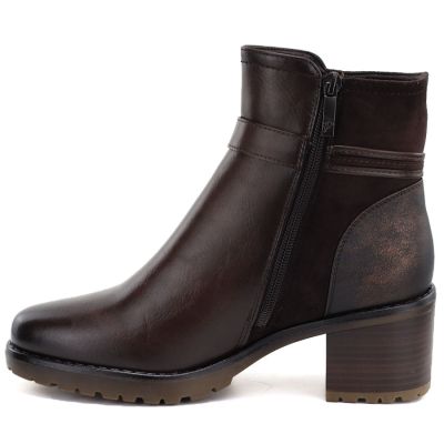 3. Women's insulated ankle boots with a block heel, brown, Potocki SZ12873