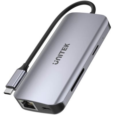 14. UNITEK ACTIVE HUB USB-C 2X HDMI, SD READER, 4K, RJ-45, PD 100W, 5 GBPS