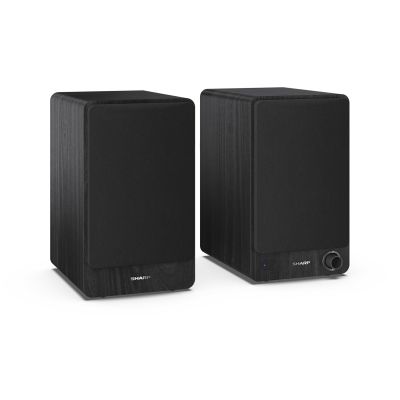 11. Sharp Bookshelf Speakers 2-Way Black Wired and Wireless 60W