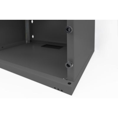 17. 19" 4U wall-mounted network cabinet, SOHO 241 x 540 x 400 mm, glass door, black, unassembled, 60 kg