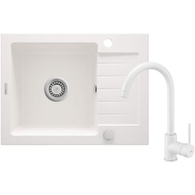 Granite sink with tap, 1-bowl, with drainer ZQZAA11A 5907650876915