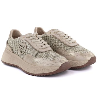 3. Women's leather sneakers with gold braid Gino Fabiani OL39-5 GOLD