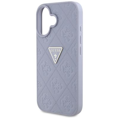 6. Guess Hot Stamp 4G Pattern Triangle Metal Logo iPhone 16 Case - Purple