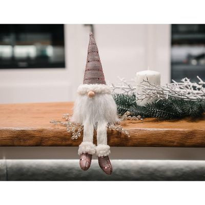 24. SHINY SANTA DECORATIVE gnome 38+20CM PINK