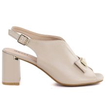 Women's beige Jezzi RMR25112-3 block heel sandals with bow