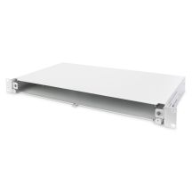 FO patch panel without faceplate 19'' 1U, sliding, PG13.5 and PG16 gland, ties/holders, gray