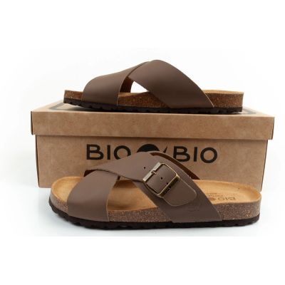 10. Bio Bio shoes men's slippers, profiled flip-flops, natural leather, brown