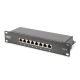 44. 10-inch network kit: 9U wall-mount cabinet, shelf, power strip, 8-port switch, Cat.6 panel, black