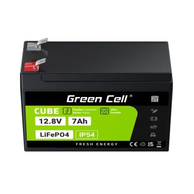 21. GREEN CELL LIFEPO4 CUBE BATTERY 7AH 12V/12.8V 89.6WH LFPGC12V7AH