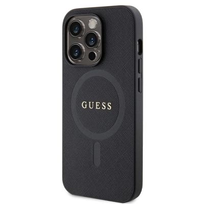 2. Guess GUHMP14LPSAHMCK case for iPhone 14 Pro - black Saffiano MagSafe