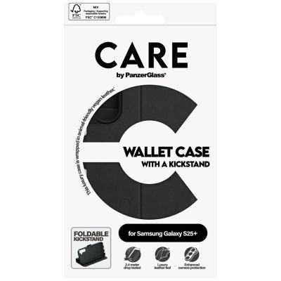 5. CARE by PanzerGlass Feature Wallet Kickstand Case for Samsung Galaxy S25+ - Black