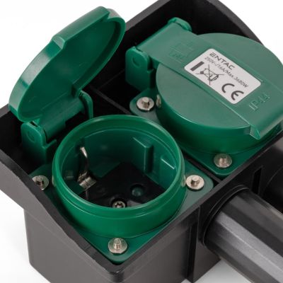 4. Entac ESE1.5G2-5-IP44S 5m Splitter 2 x Network Socket Outdoor Black, Green