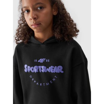 4. Girls' sweatshirt with hood, open, 4F Junior 4FJWAW24TSWSF1213-20S