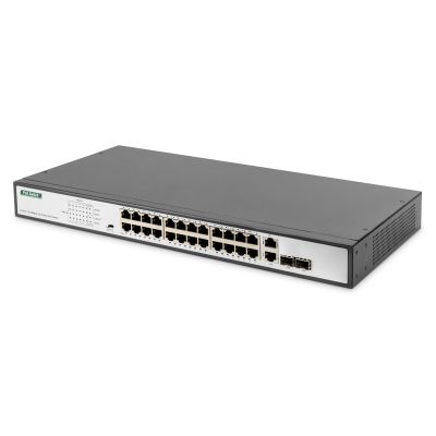Digitus DN-95343 Network Switch Unmanaged Fast Ethernet (10/100) PoE Support 1U Black, Silver