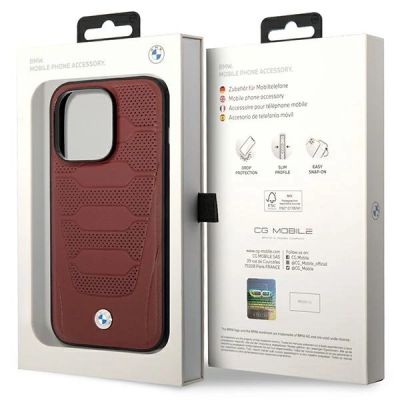 8. Case BMW BMHMP14L22RPSR iPhone 14 Pro 6.1" Burgundy/burgundy Leather Seats Pattern MagSafe