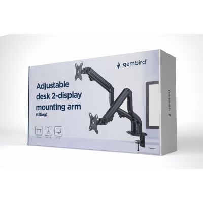 3. GEMBIRD ADJUSTABLE DESK ARM/MOUNT FOR 2 MONITORS 17-32, 100X100MM, UP TO 8 KG