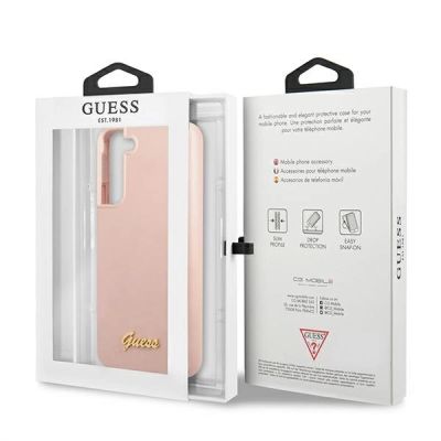 8. Guess GUHCS22MLSLMGPP S22+ S906 pink/pink hardcase Silicone Script Metal Logo