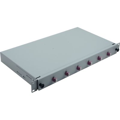 3. 19" Fiber Optic Splice Box 6 x LC Duplex OM4, Splice Terminated, Gray
