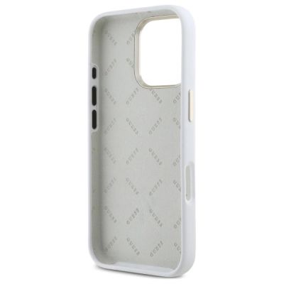 7. Guess Silicone Logo Strass 4G Case for iPhone 16 Pro - White